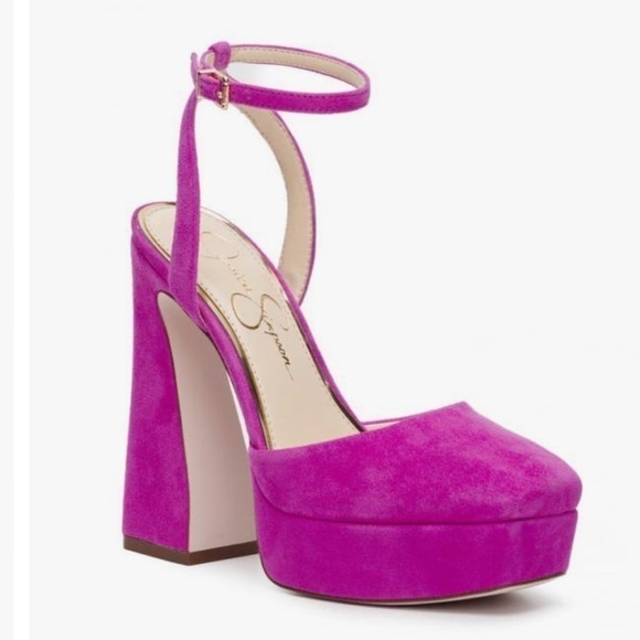 Jessica Simpson Deirae Suede Ankle Strap Platform Pump in Orchid - Picture 3 of 16